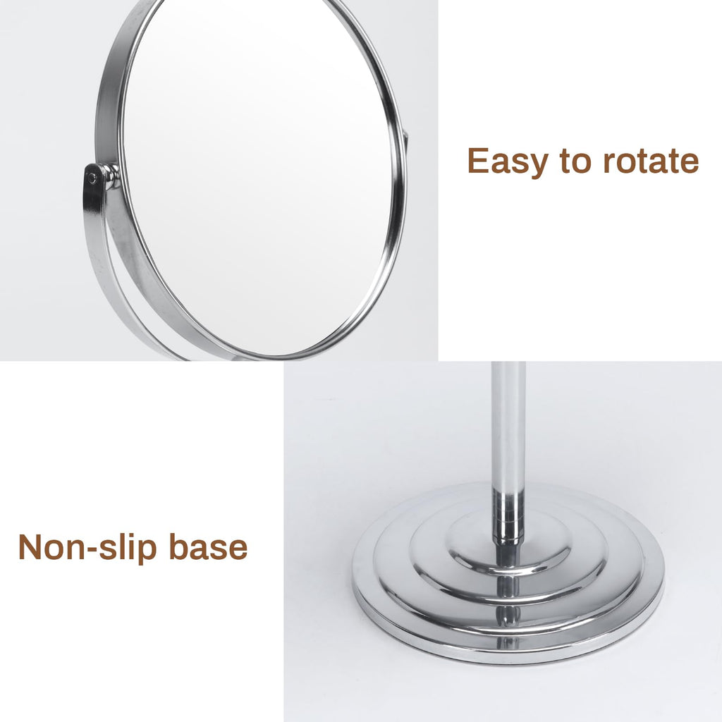 Wtrgas 1X 3X Magnifying Makeup Mirror Vanity Mirror for Tabletop, Silver 7 Inch Standing Bathroom Cosmetic Mirror, Portable Double Sided Magnification Mirror