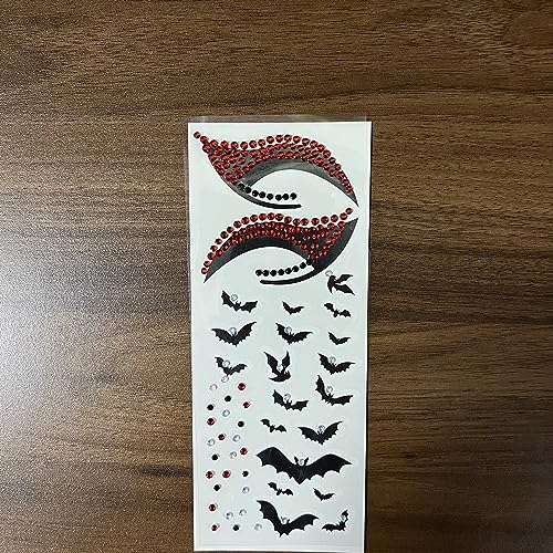 Halloween Bat Face Tattoos & Rhinestone Face Gems Set - Bats Variation