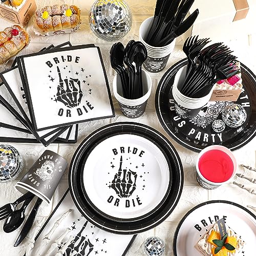 Gothic Halloween Bride or Die Bachelorette Party Decorations Set - 244 Pieces