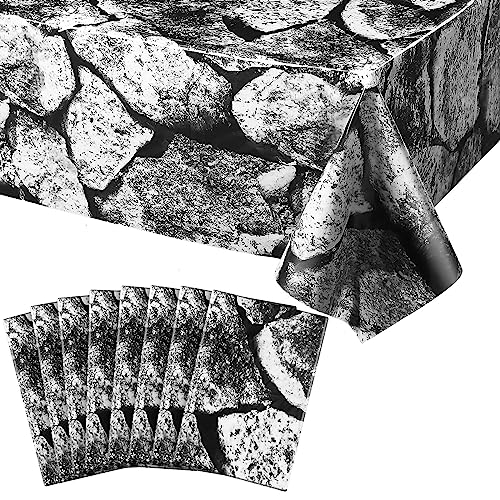 8 Pack Stone Wall Tablecloths - Plastic Rock Medieval Decor 108 x 54 Inches Variation of THIS listing