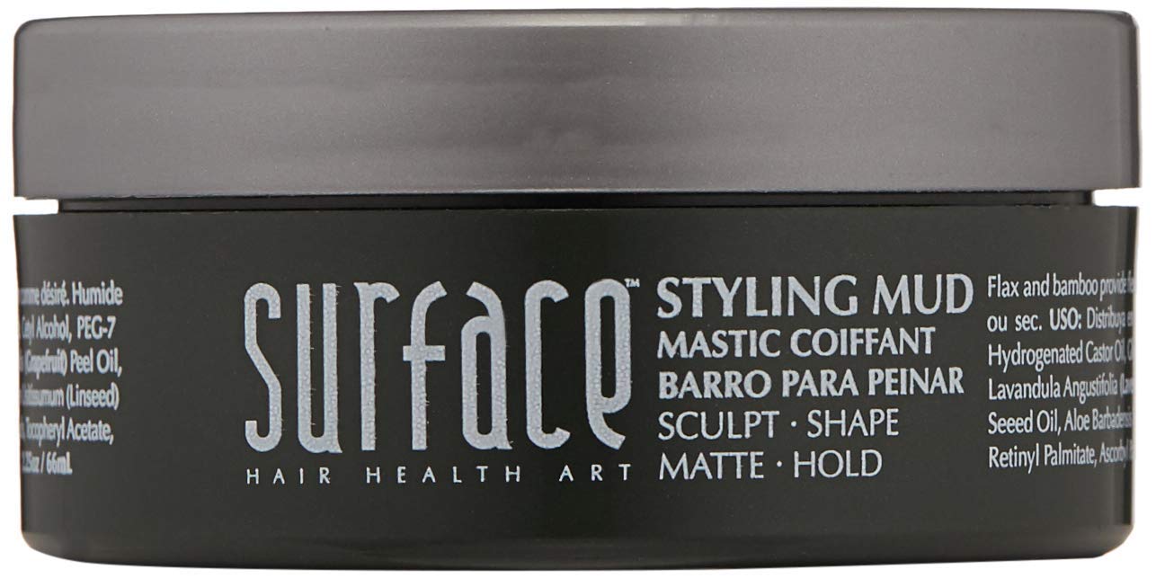 SURFACE Hair Men Styling Mud - Flexible Strong Hold with Flax & Bamboo - 2.25 oz