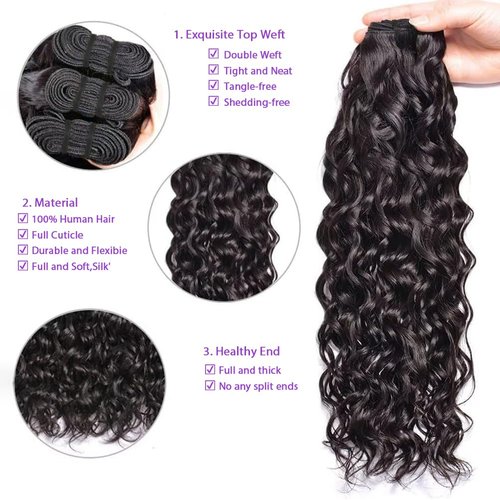 18 Inch Water Wave Bundles 12A Water Wave One Bundles Human Hair 100% Brazilian Unprocessed Remy Single Curly Wet And Wavy Bundles Human Hair Natural Color