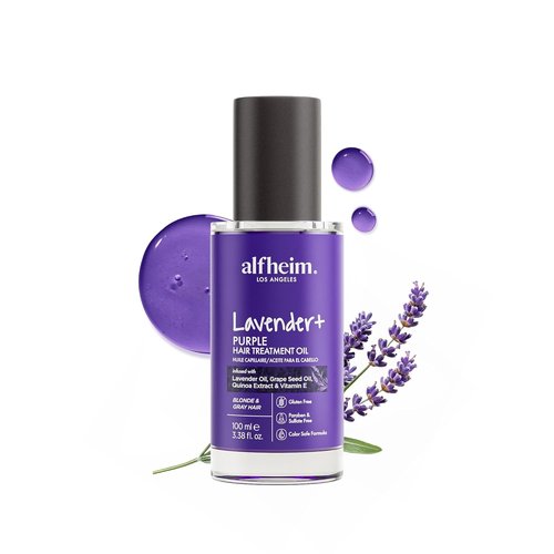 ALFHEIM Lavender+ Purple Hair Oil - Anti-Brass & Frizz Control Serum for Blonde & Color-Treated Hair - 3.38 oz / 100 ml