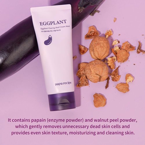 Papa Recipe Eggplant Clearing Mud Cream Mask - Deep Pore Purifying & Hydrating | Gentle Exfoliation for Sensitive Skin