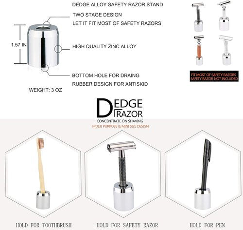 DEDGE Safety Razor Alloy Stand-Razor Holder Stand-Double Edge Safety Razor Stand-Shaver Holder For Bathroom Accessory-Opening dimension is 1.7cm/0.67"