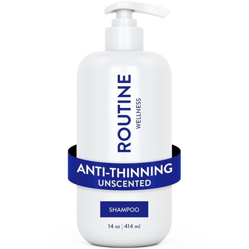 Routine Wellness Anti-Thinning Shampoo - Biotin DHT Blocker for Men & Women - Color Safe & Unscented - 14oz