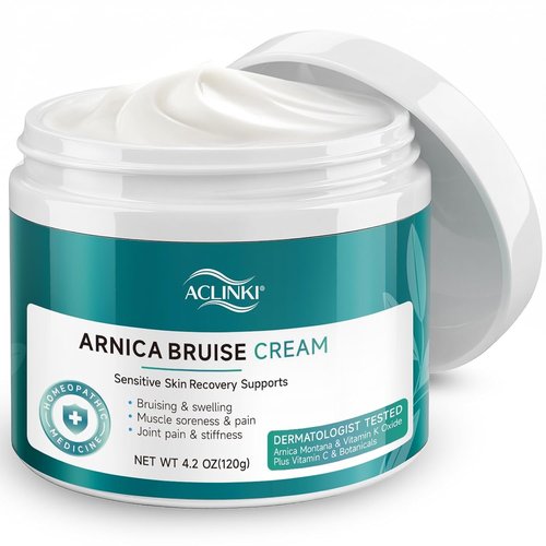 ACLINKI Arnica Bruise Cream for Bruising & Swelling Relief – Arnica Montana with Vitamins K, C & E – Lightweight Non-Greasy Cream for Sensitive & Thin Skin, Face & Body,Fragrance Free, 4.2 oz