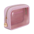 Clear Cosmetic Bag Makeup Bag, Clear Zipper Pouch Cosmetics Bags Cute Womens Make Up Pouches, Clear Toiletry Travel Bag Tote, Preppy Purse Cosmetic Organizer Mini Small Large Makeup Bags,Pink