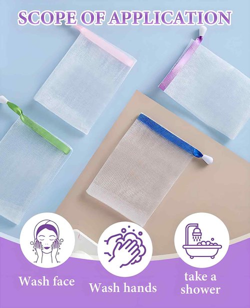 DAWZMR 60PCS Mesh Soap Bags for Soap Bars, Shampoo Lather Net for Foaming & Drying for Shower Body Facial Cleaning