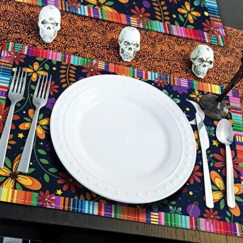 Halloween Day of the Dead Sugar Skull Placemats - Mexican Style, 4 Pack