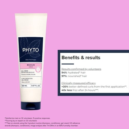 PHYTO Curl Definition Gel-Cream - Silicone-Free Curl Enhancer for Wavy & Curly Hair (2A–3A) - 24-Hour Anti-Frizz, Natural Hold & Shine - 5.07 fl oz