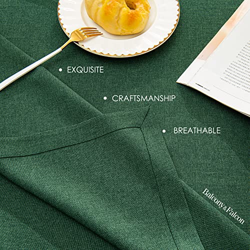 Rectangular Waterproof Green Table Cloth 57x118 Inches - Easy Care Faux Linen