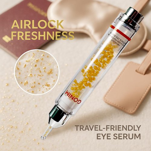 GONIM Eye Serum with Caffeine, Niacinamide, Collagen Peptides & Retinol Eye Cream for Fine Lines, Dark Circles and Puffiness, Anti Aging, Reduce Wrinkles, Uneven Skin Tone, Hydrating Gel Base,10ml