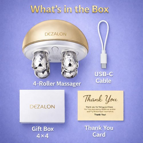 DEZALON Microcurrent Facial Device, Face Massager Tool, Eye and Neck Massager, Face Roller, Beauty Tools for Relaxing Facial Massage and Skin Care Routine, Gold Color
