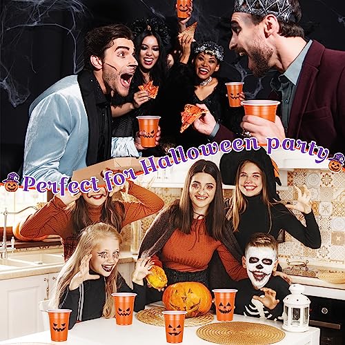Halloween Disposable Pumpkin Face Cups 12 Oz - Classic Design, 120 Pack