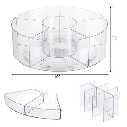 Flytreal 360 Rotating Makeup Organizer for Vanity, 10” Desk Acrylic Spinning Cosmetic Skincare Organizer Countertop, Large Clear Lazy Susan Round Organizer for Lotion, Lipsticks, Perfume, Brushes