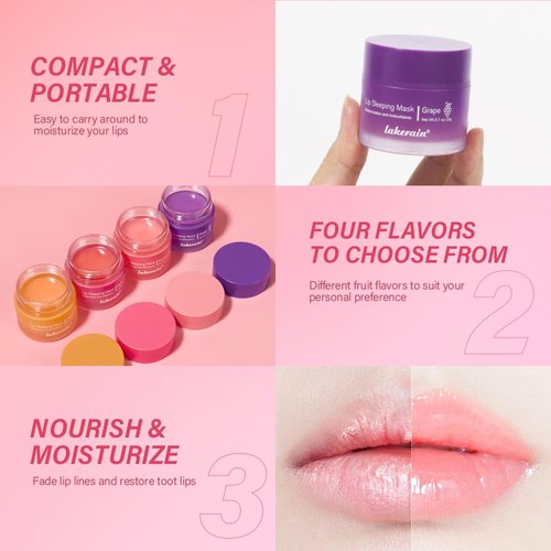 Sleeping lip mask, Nourish & Hydrate Lip Mask With Vitamin C, Antioxidants, Lip Balm, Lip Skin Care, Improve Lip Color, Reduce Lip Lines (Grapefruit)