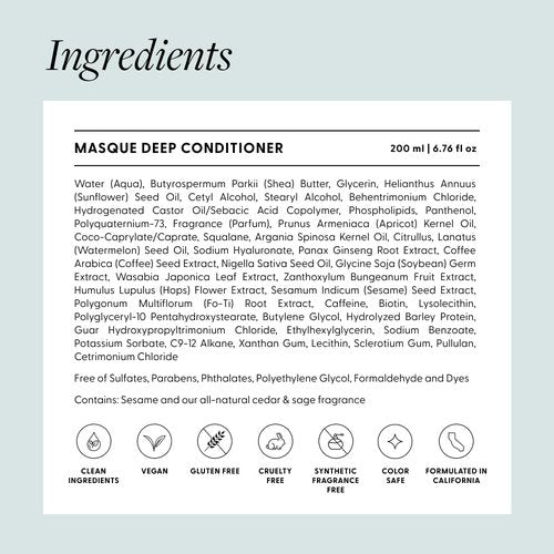 Arey Masque Deep Conditioner - Deep Hydration Hair Mask for Medium to Coarse Hair | Reduces Breakage & Frizz | Vegan, Silicone-Free (6.76 Fl Oz)