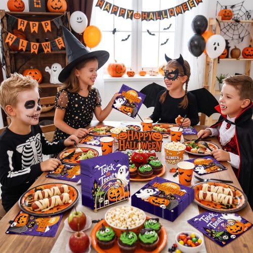 Halloween Paper Napkins 40 Pack - Trick or Treat Ghost Pumpkin Design