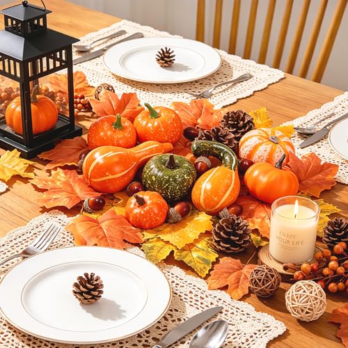 34PCS Fall Pumpkin Decor Set for Autumn Thanksgiving Home Celebration