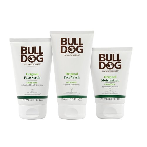 BULLDOG Men's Skincare Kit - Original Full Face Set with Moisturizer, Face Wash & Scrub