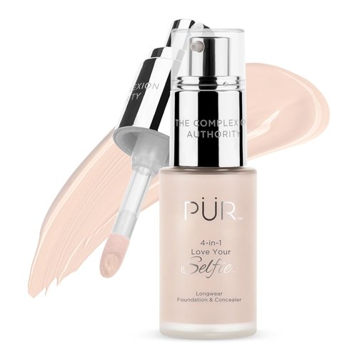 PÜR MINERALS 4-in-1 Love Your Selfie Foundation - Longwear Full Coverage Liquid Makeup for Natural Glow