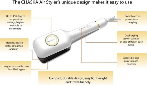 CHASKA Air Styler - Wet to Dry Plasma Hair Straightener with Cool Air Technology | Reduces Damage