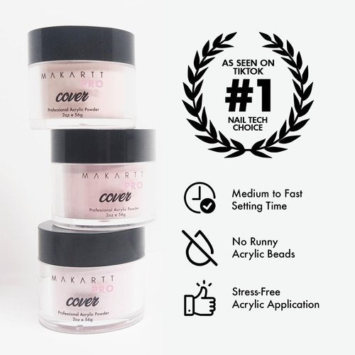 MakarttPro Acrylic Powder - Durable & Long-Lasting Formula for Nail Extensions | 56g/2oz - Pink Pearl
