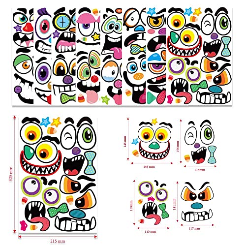 Halloween Pumpkin Face Stickers - Style 1, 16 Sheets for Decoration & DIY Pumpkin Faces