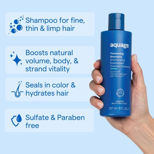 AQUAGE SeaExtend Thickening Shampoo - Thermal-V Technology Prevents Color Fade | 8 oz