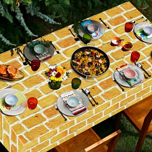 Yellow Brick Tablecloths 4-Pack - Rectangular Party Covers for Halloween, Wizard & Holiday Events