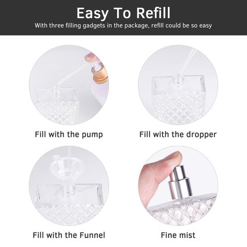 Gsteng 100ml/3.4oz Glass Perfume Atomizer Bottles, 2pcs Refillable Empty Perfume Bottle Atomizer, Portable Cologne Travel Perfume Atomizer