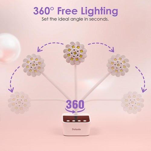 Delanie Cordless UV Nail Lamp, Mini LED UV Light for Gel Nail Polish, Rechargeable LED Nail Light Nail Dryer with 4 Timers & Auto Sensor, Fast Curing Gooseneck Lamp for Home DIY Manicure