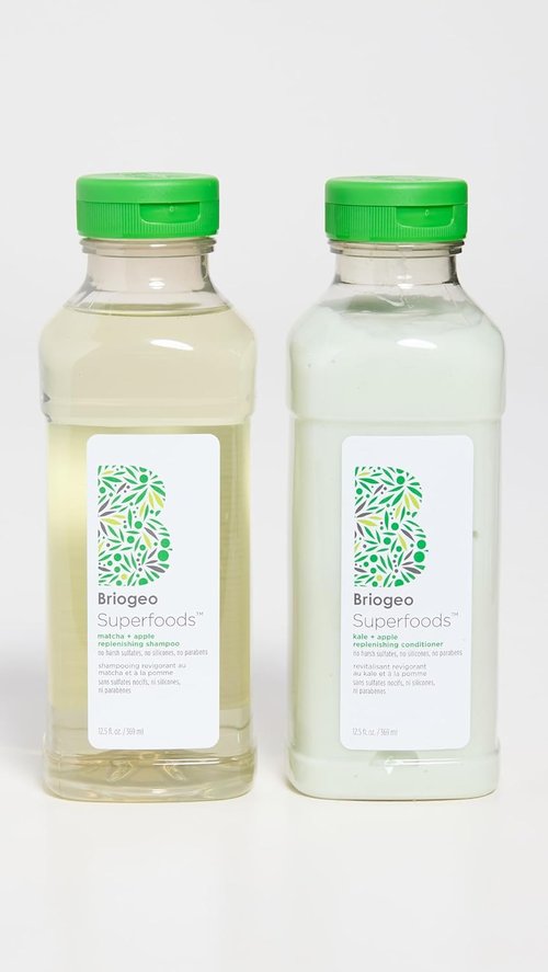 Briogeo Superfoods Matcha Hair Pack - Antioxidant-Rich Shampoo & Conditioner Duo | Hydrating & Shine-Enhancing | 2 x 12.5 fl oz
