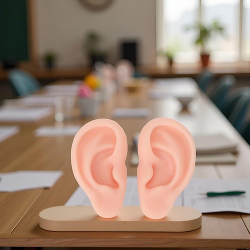 Dioche 1 Pair Silicone Ear Model Piercing Practice Model Silicone Ear Model Ear Body Part Kit for Earrings Display Ear Piercing Exercise (Light Skin Color)