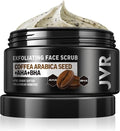 JVR Face Scrub for Men - Deep Exfoliating Facial Scrub with Coffee Extract & AHA/BHA | 4.23 oz