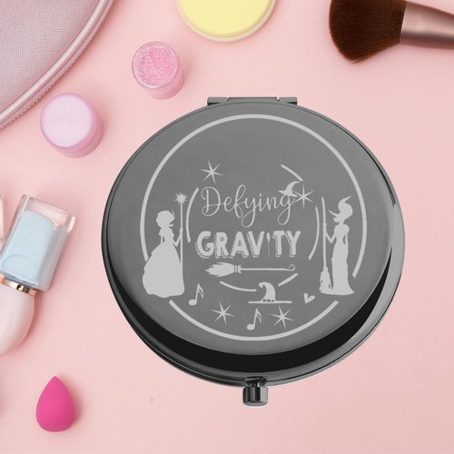 KEYCHIN Witch Pocket Mirror Elphaba and Glinda Fans Gifts Defying Gravity Witch Compact Makeup Mirror Broadway Elphaba and Glinda Witch Merch (Defying Gravity-Bl)