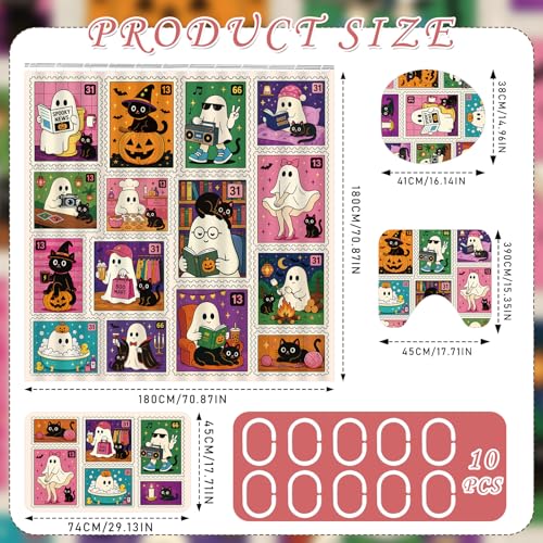 Funny Ghost Bathroom Shower Curtain and Rug Set - Halloween Decor, 4PCS