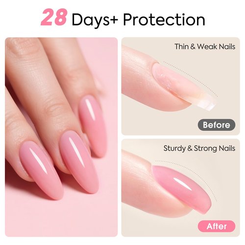 CANNI Rubber Base Gel Set - 6 Colors Pink Nude Builder Nail Gel for Nail Strengthening, Soak Off UV LED for Natural Nails, DIY Manicure Salon Use Women & Girls