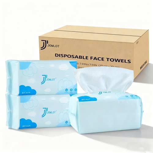 JOWLOT Disposable Face Towels, 240 Count Ultra Soft and Thick Cotton Facial Towels for Sensitive Skin, Dry Wipes Face Tissues Towelettes for Cleansing, Makeup Remover and Skincare