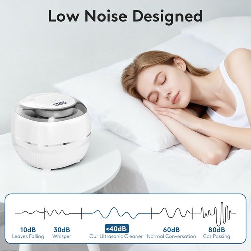 Ultrasonic Retainer Cleaner Machine, 48kHz Dental Cleaning Pod for Night Guards, Mouth Guards, Aligner, Braces, Toothbrush, Jewelry, Ultrasonic Dentures Cleaner with Digital Timer, 220ML, White