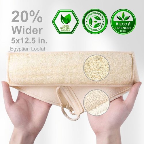NileCart Back Loofah for Shower - Natural Loofah Back Scrubbers for Shower from Egyptian Loofah for Women & Men - Egyptian Loofah Sponge Back exfoliator. A Natural exfoliating Back Scrubber