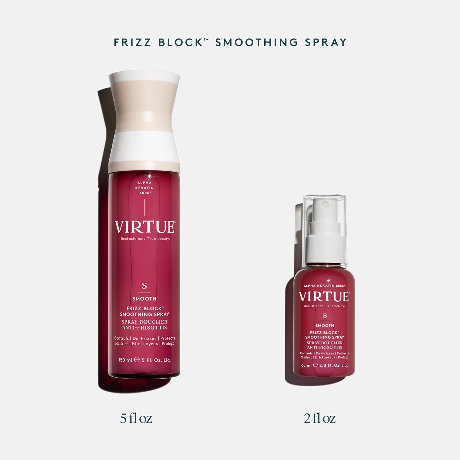 VIRTUE Frizz Block Smoothing Spray - Frizz Control Hair Treatment, Heat & Humidity Protection, 5 Fl Oz