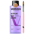 VANSISOS Monomer Acrylic Nail Liquid: 4fl.oz Professional EMA Acrylic Liquid Monomer with Nail Brush for Beginners at Home DIY Nail Salon Use Non-Yellowing MMA-Free