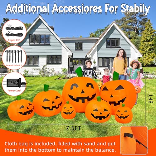7.5 Ft Outdoor Inflatable Pumpkin Decoration with LED Lights for Halloween