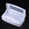 Nail Tool Sterilizer Box Plastic Disinfectant Container for Nail Art Accessories Tools, Sterilizer Soaking Box with Strainer Pedicure Manicure Cleaning Equipment, White