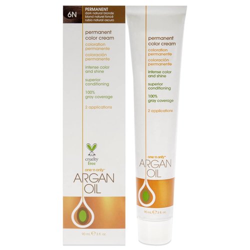 One N' Only Permanent Hair Color - Argan Oil Infused Dye for Rich Tones & Gray Coverage - 6N Dark Natural Blonde (3 oz)