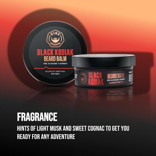 GIBS Grooming Black Kodiak Beard Balm - Nourishing Formula for Soft, Manageable Beards | 2 oz
