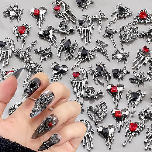 Halloween Nail Charms 30pcs Gothic Metal Decorations for Acrylic Nails