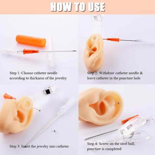 14G Catheter Piercing Needles 50Pcs IV Catheter Needles 14 Gauge Ear Nose Piercing Needles Stainless Steel Hollow Needles for Ear Nose Lip Tongue Belly Cartilage Piercing Kit Piercing Tools